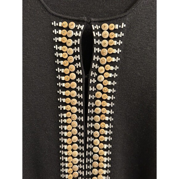 Sigrid Olsen Silk Blend Cardigan Beaded Black Size Large Old Money Formal Boho - Picture 3 of 6